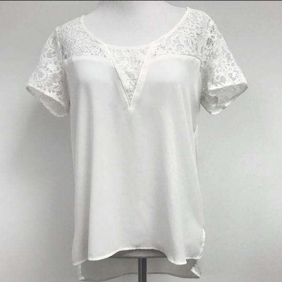EXPRESS white lace short sleeve tee - Picture 1 of 4